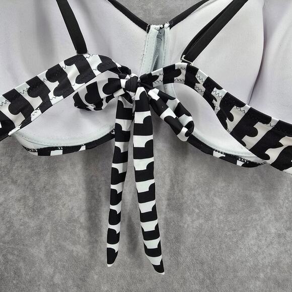 Black White Pattern Bikini Top Padded Underwire Swimwear 4XL - Picture 4 of 4